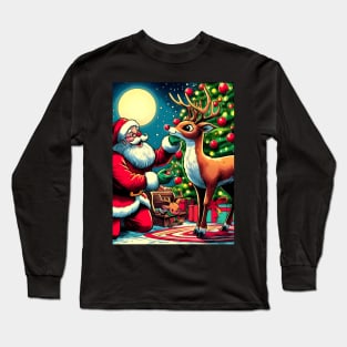 Illuminate the Holidays: Whimsical Rudolph the Red-Nosed Reindeer Art for Festive Christmas Prints and Joyful Decor! Long Sleeve T-Shirt